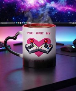 ماگ حرارتی گیمینگ You Are My Player 2 با دسته قلبی مخصوص هدیه ولنتاین
