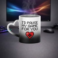 ماگ سرامیکی حرارتی قلبی طرح I’d Pause My Game For You